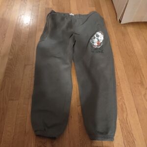 Grey Baggy Grunge Sweatpants With Skull Design From 4th Dimension Size Large